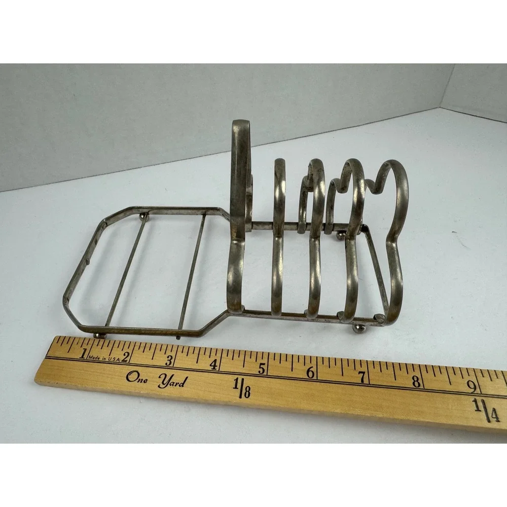 Vintage Silver Metal Toast Rack 4 Slot Bread Server Holder Jam Jelly Tray